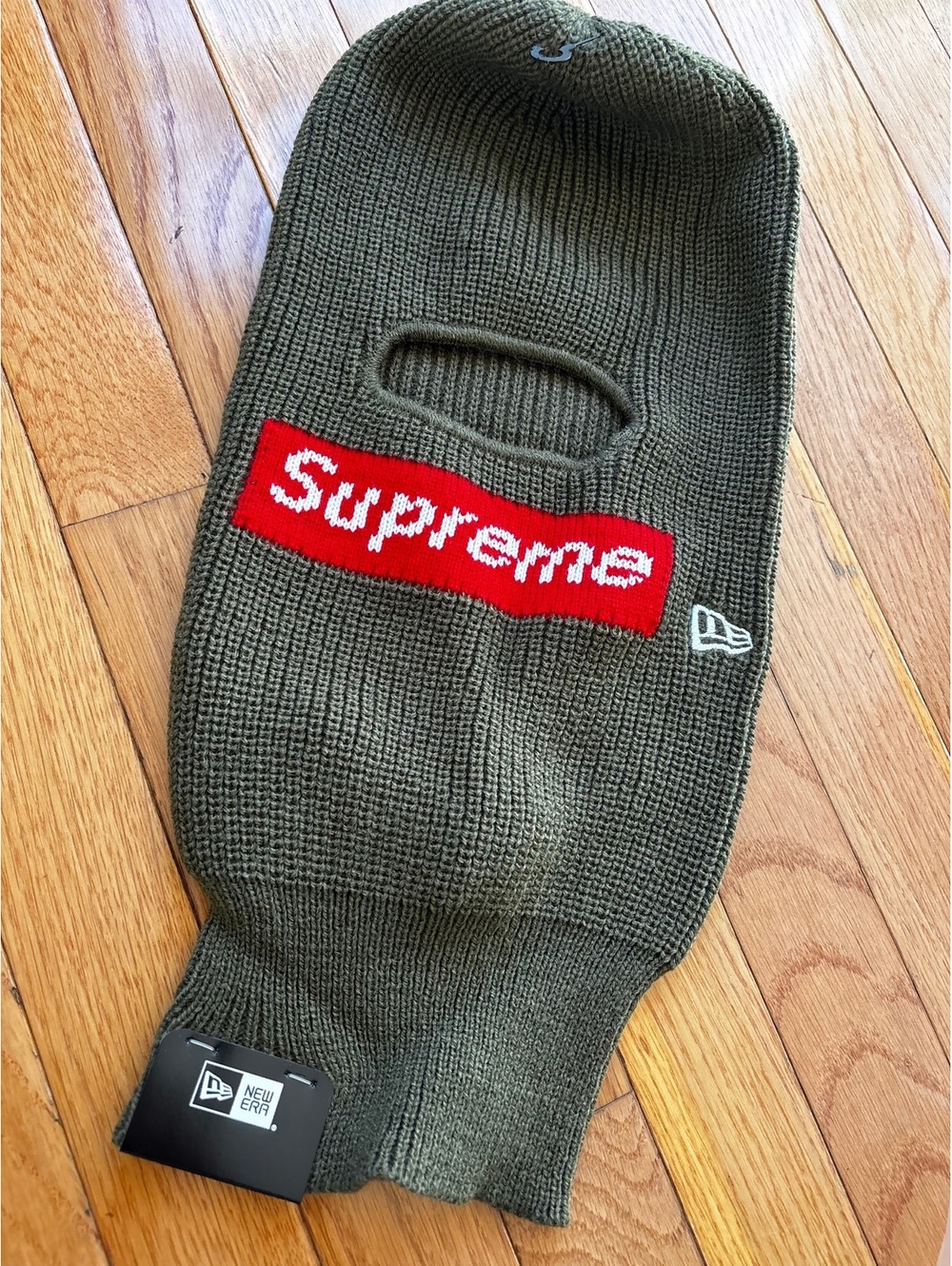 New Era Box Logo Balaclava Olive Knit Face Mask